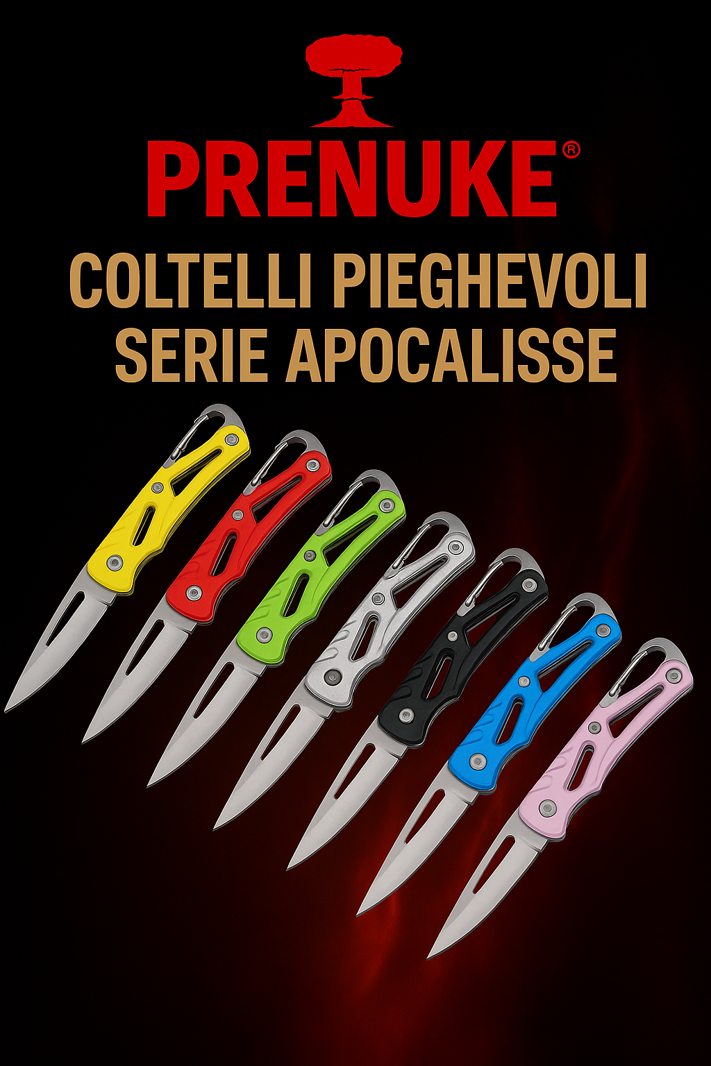 PRENUKE® Mini Coltello Tascabile in Acciaio – Ultraleggero, Tattico, Colorato