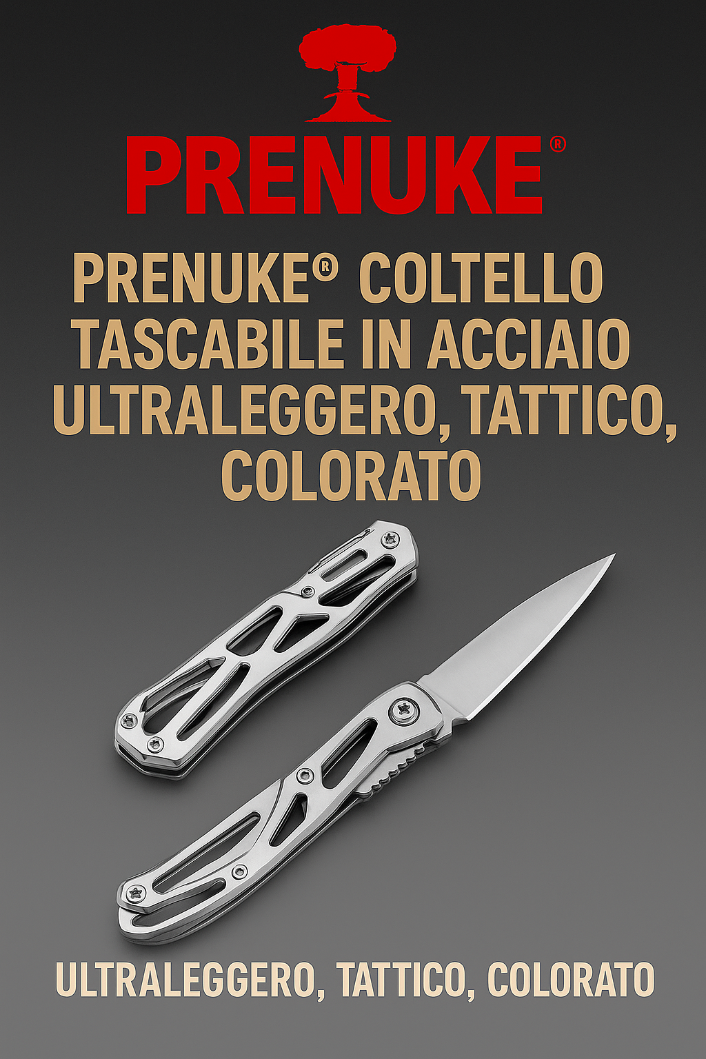 PRENUKE® Mini Coltello Tascabile in Acciaio – Ultraleggero, Tattico, Colorato